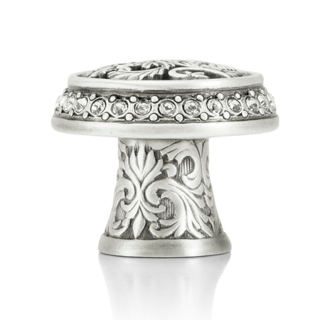 Edgar Bererbi 8506MS: 1-1/8" Glendale Court Cabinet Knob - Matte Sterling Silver/Swarovski Crystal