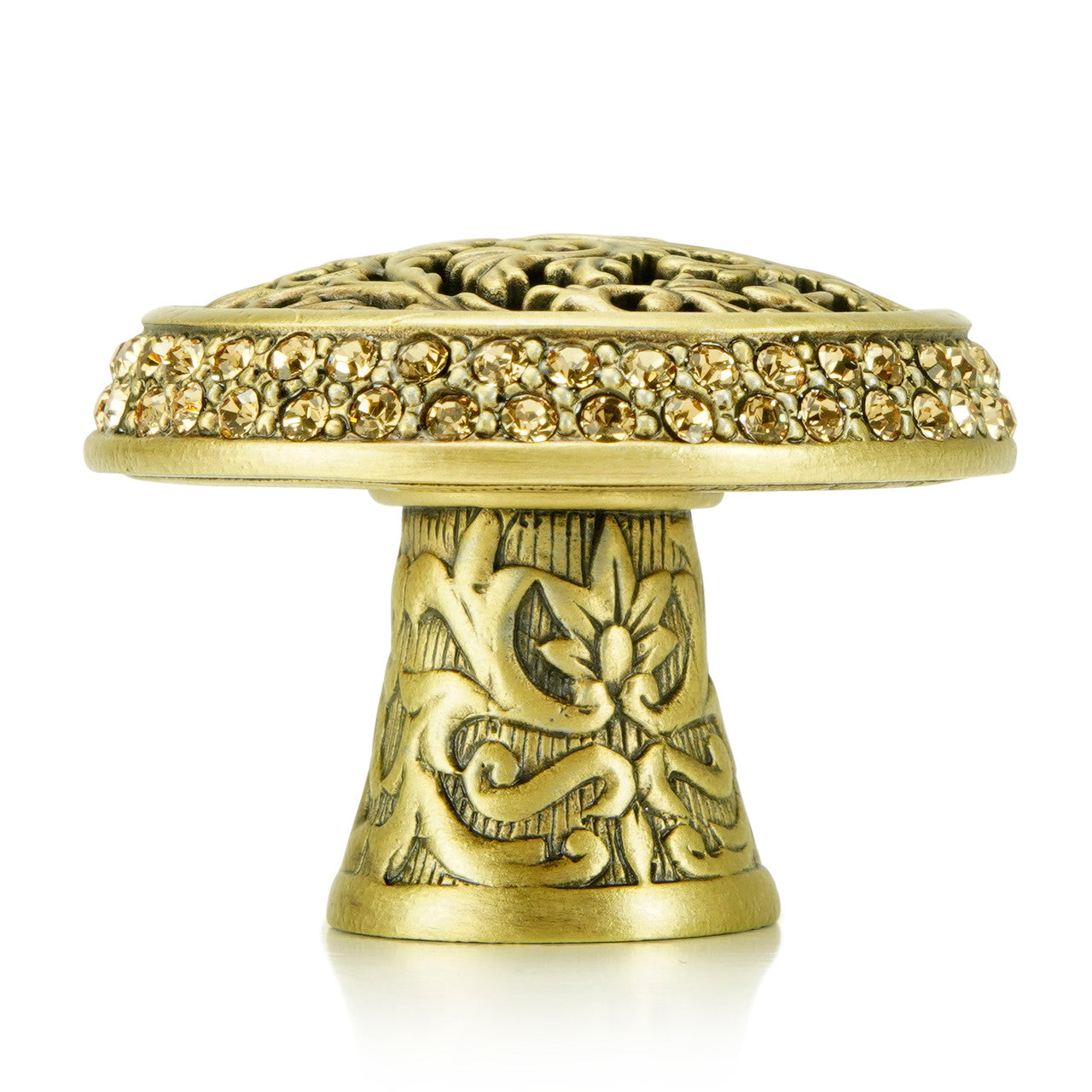 Edgar Bererbi 8507BB: 1-1/2" Glendale Court Cabinet Knob - Burnished Brass/Swarovski Crystal