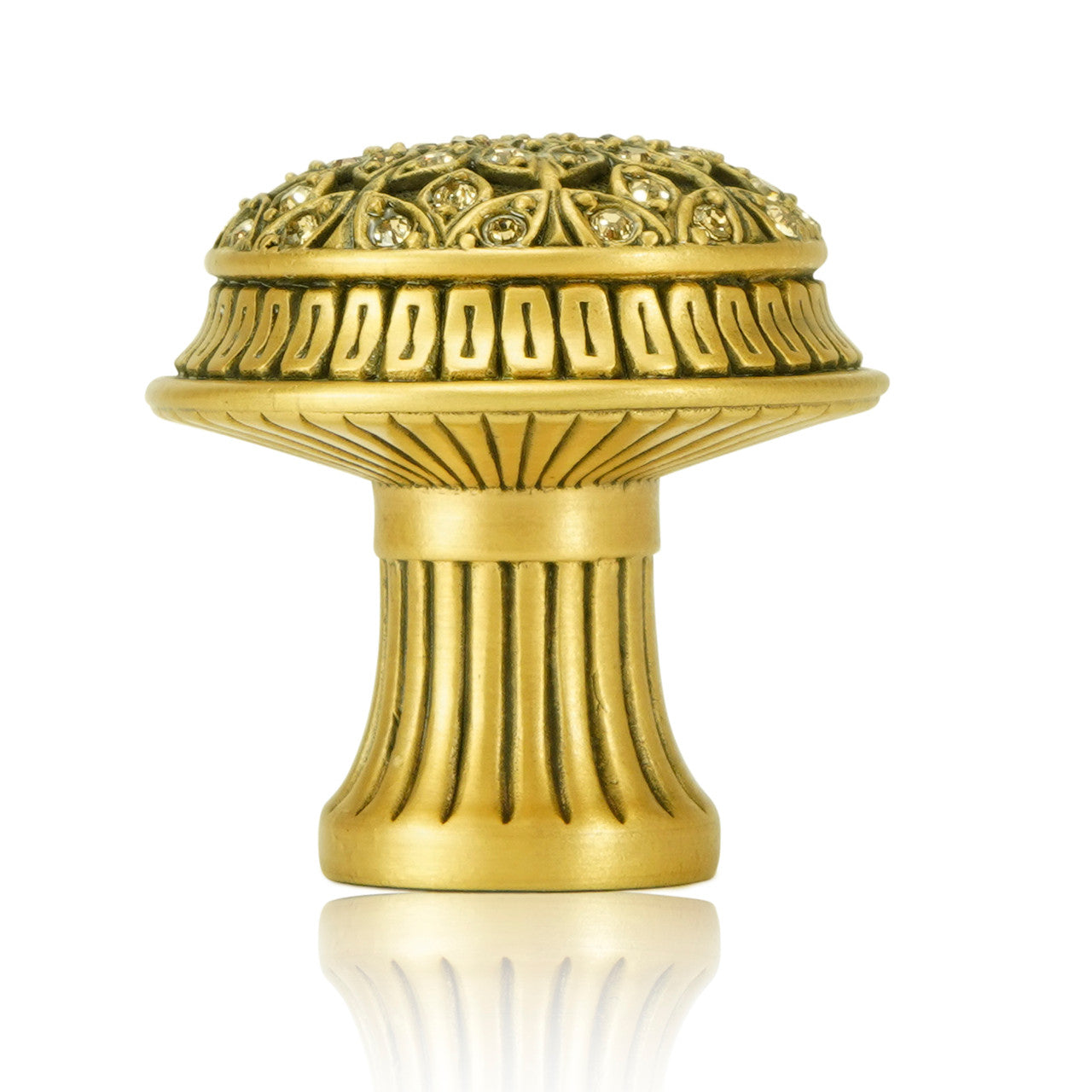 Edgar Bererbi 8529/9: 1-1/4" Hampton Cabinet Knob - Museum Gold/Swarovski Crystal