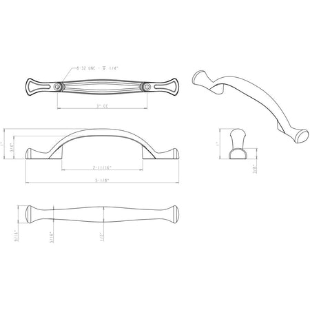 Elements 897-3BNBDL: 3" cc Merryville Arch Cabinet Pull - Brushed Pewter