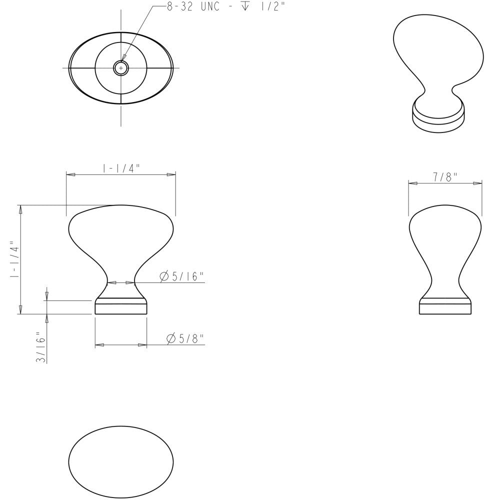 Elements 897L-BNBDL: 1-1/4" Merryville Egg Cabinet Knob - Brushed Pewter