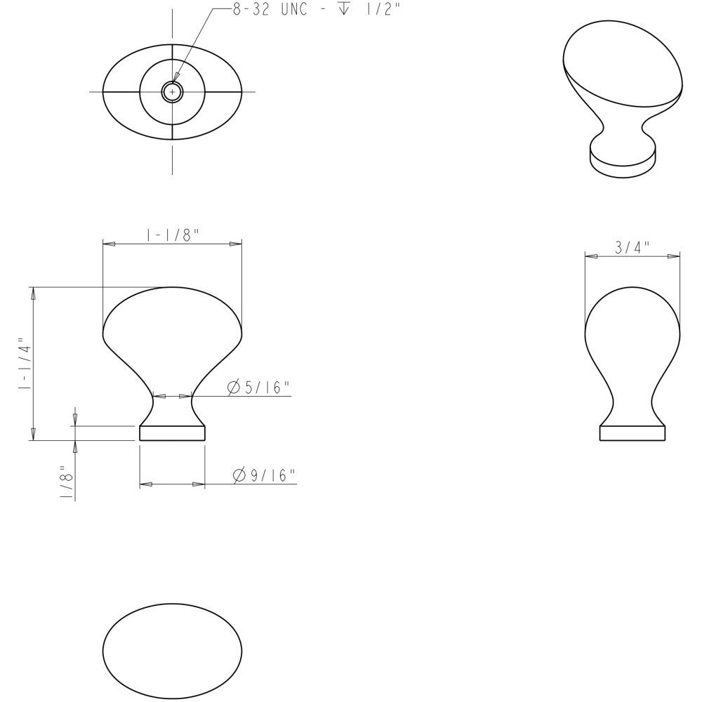 Elements 897PC: 1-1/8" Merryville Egg Cabinet Knob - Polished Chrome