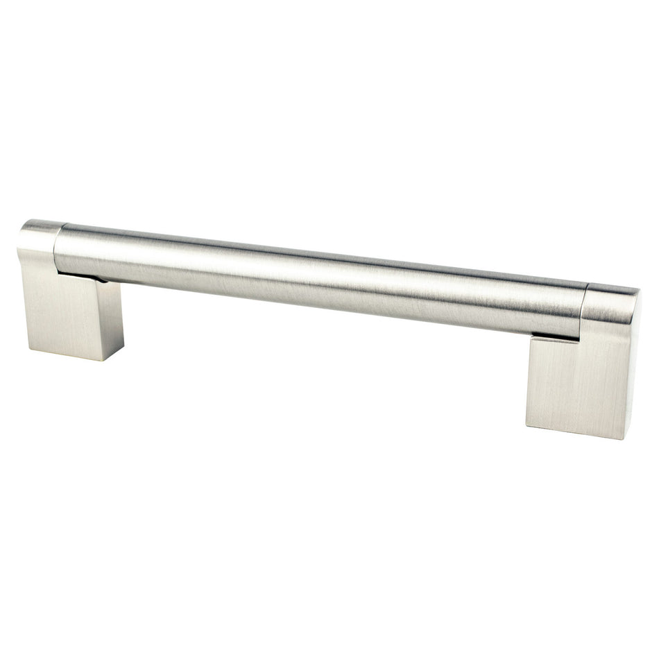 Berenson 9115-1BPN: 128mm cc Contemporary Advantage Three Round Bar Cabinet Pull - Brushed Nickel