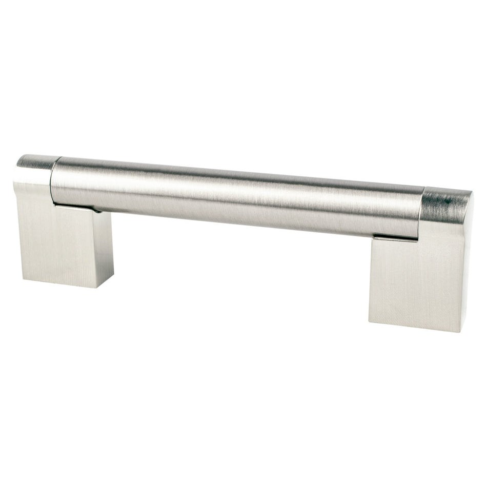 Berenson 9120-1BPN: 96mm cc Contemporary Advantage Three Round Bar Cabinet Pull - Brushed Nickel