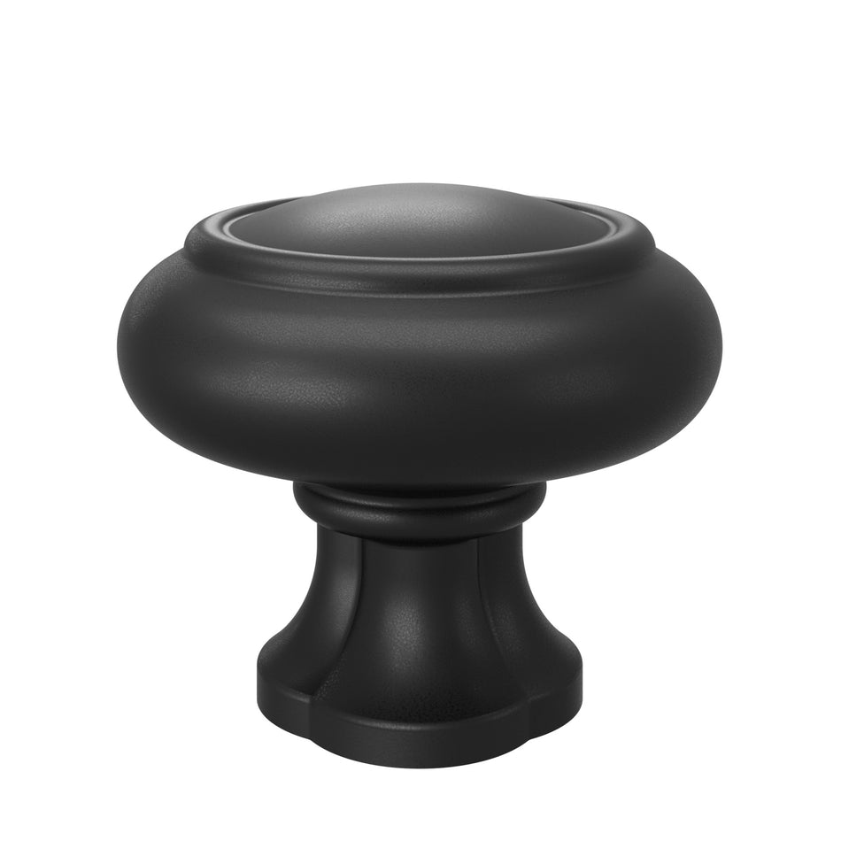 Atlas A6011-BL: 1-1/4"  Lanehurst Cabinet Knob - Matte Black