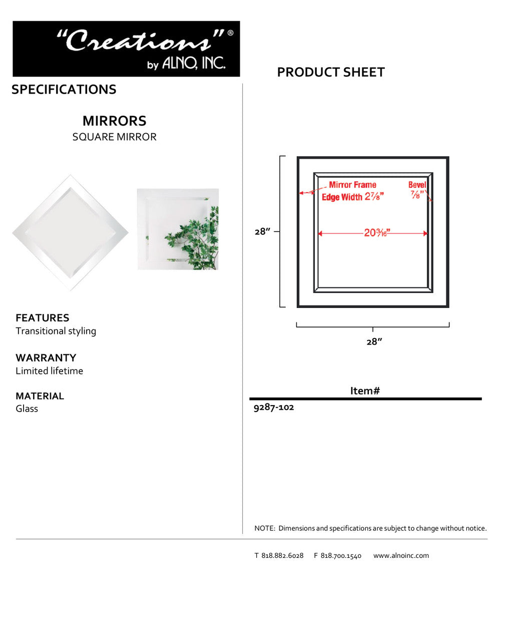 Specificaton Sheet