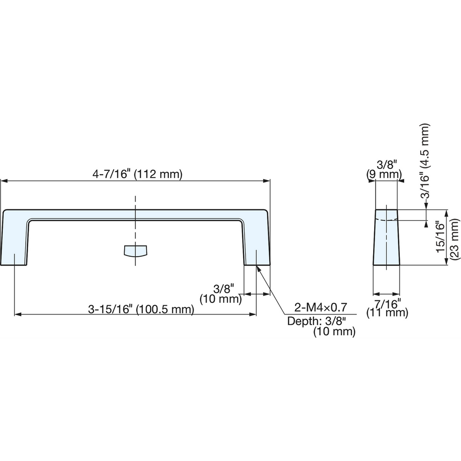 Sugatsune 936-100-DC: 55mm cc Flat Bar Cabinet Pull - Dull Chrome