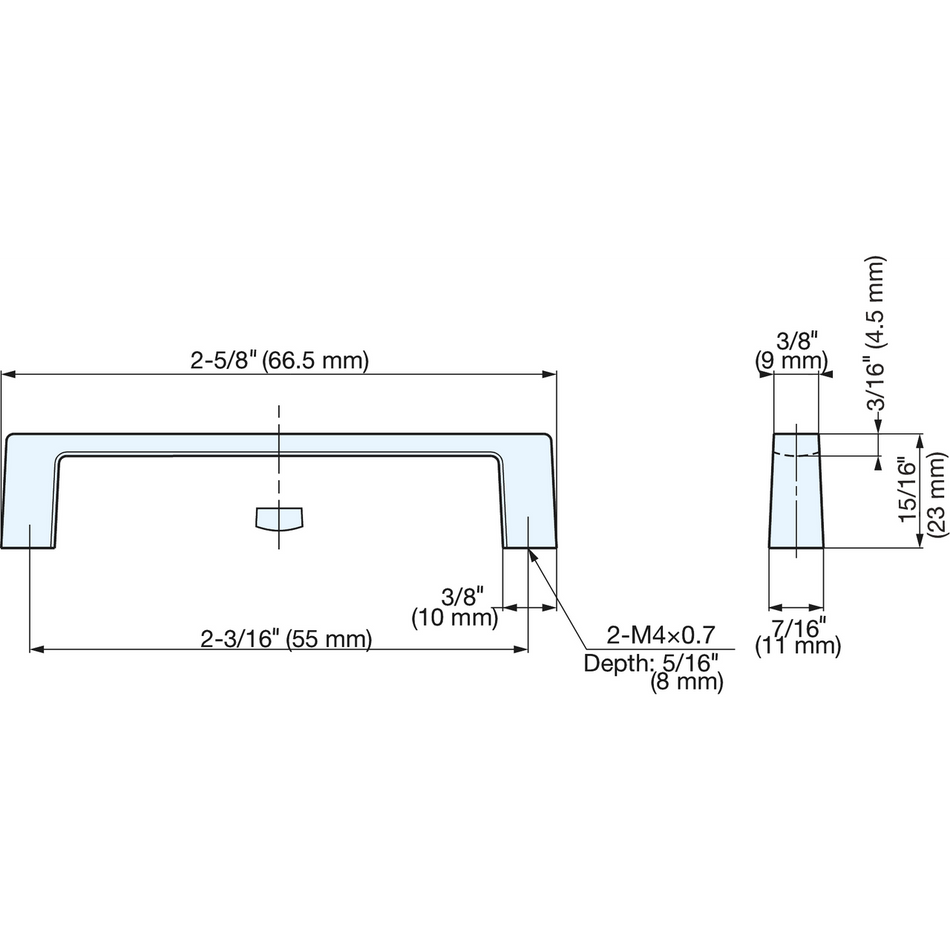 Sugatsune 936-55-SCR: 100.5mm cc Flat Bar Cabinet Pull - Satin Chrome