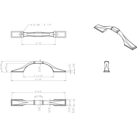 Elements 937-3PC: 3" cc Hammond Arch Cabinet Pull - Polished Chrome