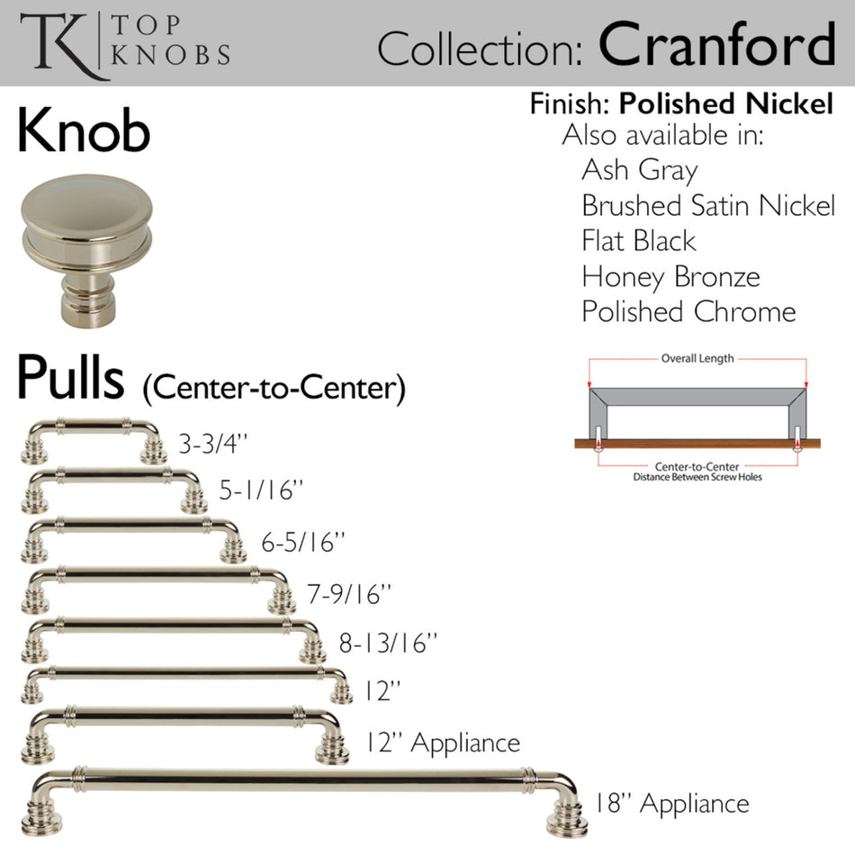 Top Knobs TK3140PN: 1-1/4" Cranford Round Cabinet Knob - Polished Nickel