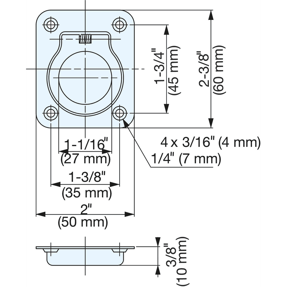 Sugatsune 980642: 50mm Spring-Loaded Folding Ring Pull - Polished Stainless Steel