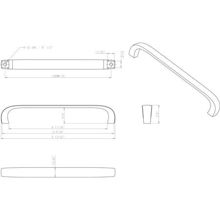 Elements 984-128PC: 128 mm cc Slade Flat Bar Cabinet Pull - Polished Chrome