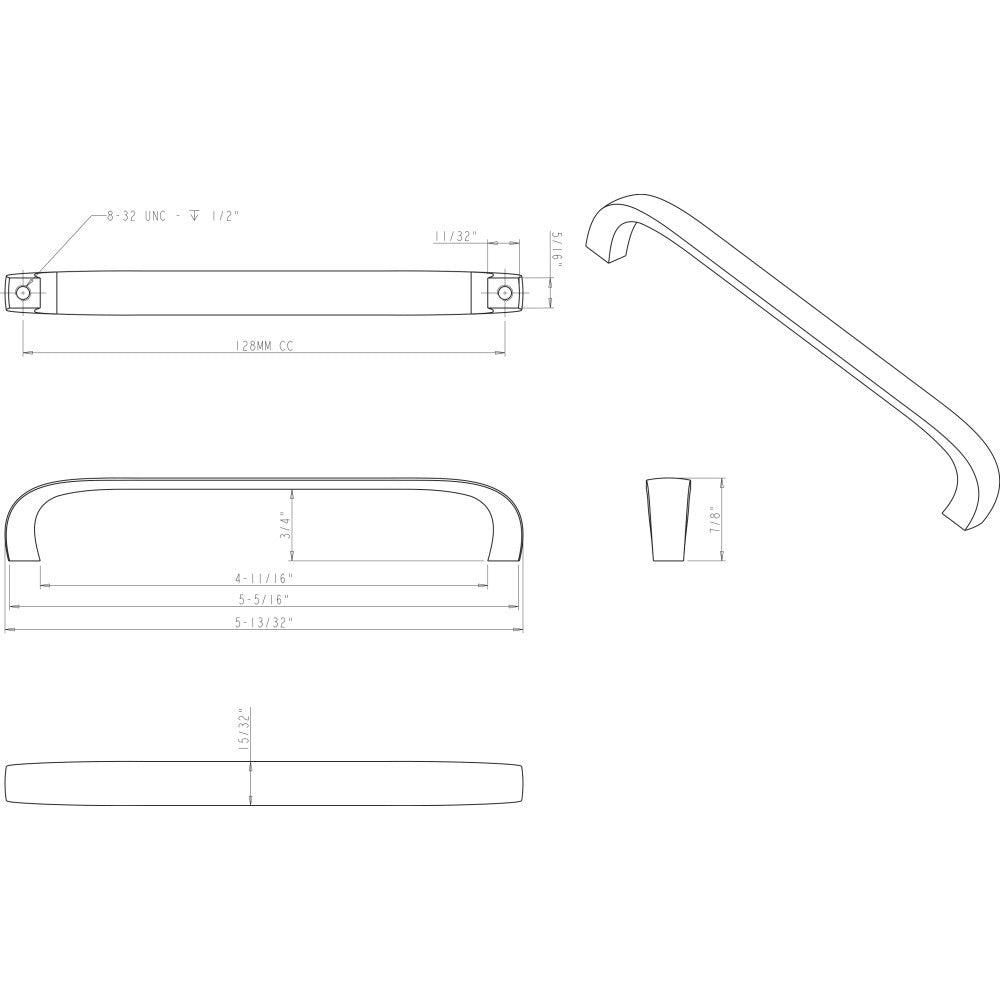 Elements 984-128SN: 128 mm cc Slade Flat Bar Cabinet Pull - Satin Nickel