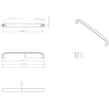 Elements 984-160DACM: 160 mm cc Slade Flat Bar Cabinet Pull - Gun Metal
