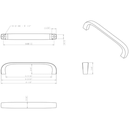 Elements 984-96BNBDL: 96 mm cc Slade Flat Bar Cabinet Pull - Brushed Pewter