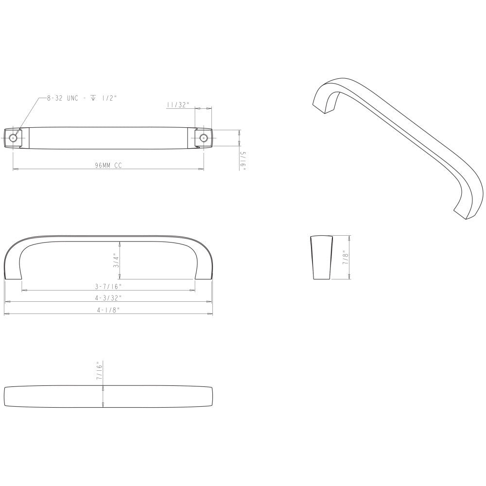 Elements 984-96PC: 96 mm cc Slade Flat Bar Cabinet Pull - Polished Chrome