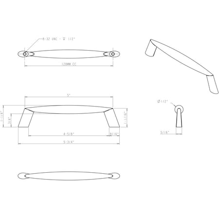 Elements 988-128SN: 128 mm cc Zachary Bar Cabinet Pull - Satin Nickel