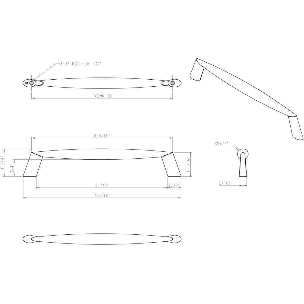 Elements 988-160DBAC: 160 mm cc Zachary Bar Cabinet Pull - Brushed Oil Rubbed Bronze