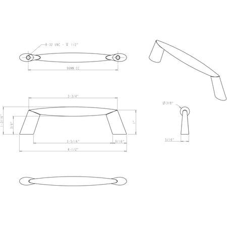 Elements 988-96PC: 96 mm cc Zachary Bar Cabinet Pull - Polished Chrome