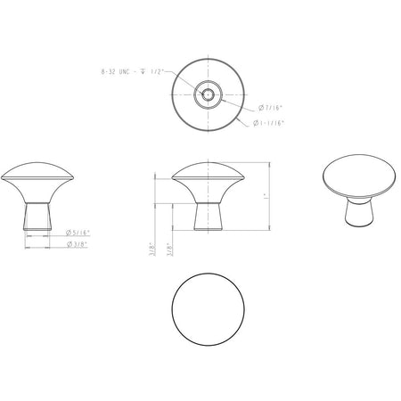 Elements 988BNBDL: 1-1/16" Zachary Round Cabinet Knob - Brushed Pewter