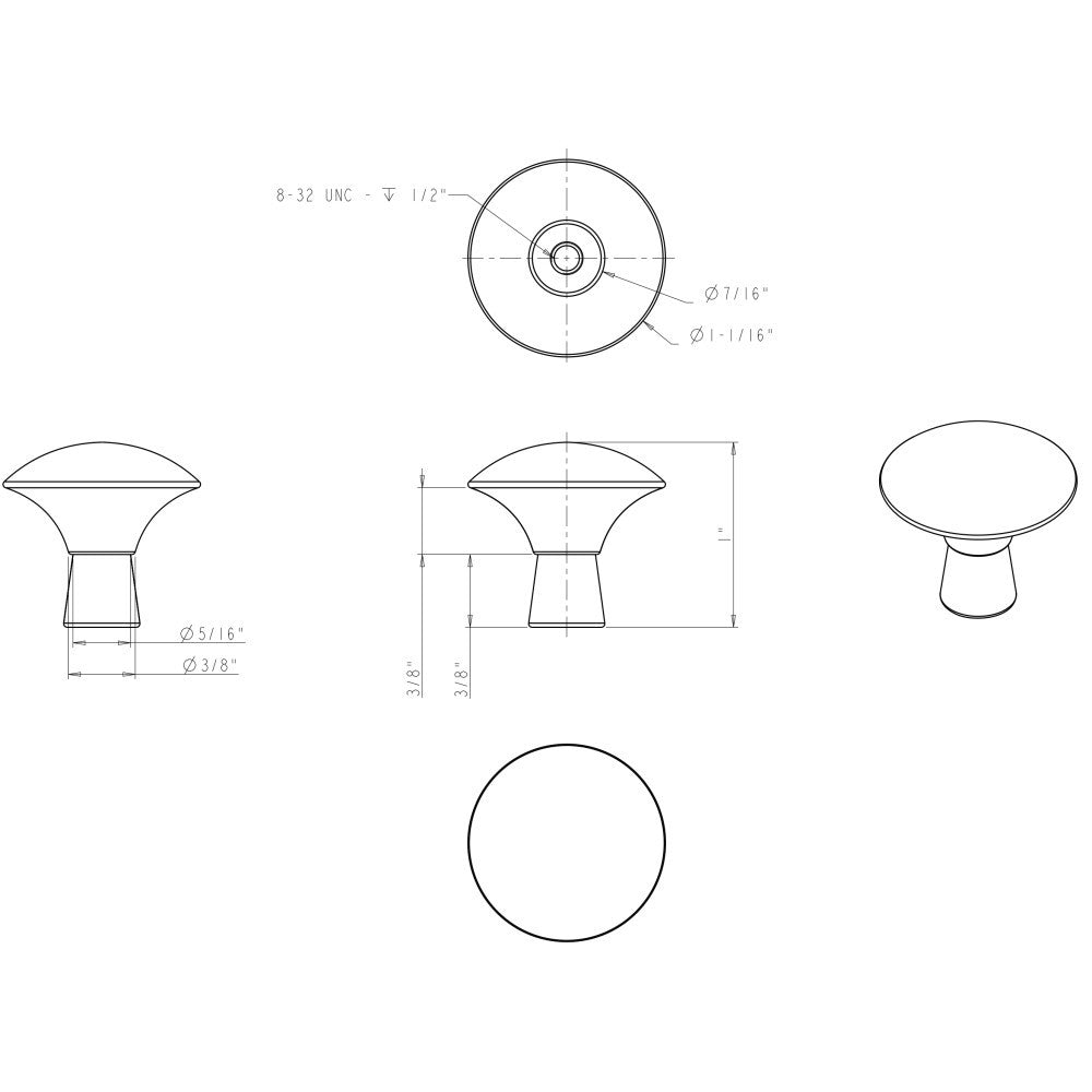 Elements 988SN: 1-1/16" Zachary Round Cabinet Knob - Satin Nickel