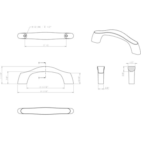 Elements 993-3DBAC: 3" cc Aiden Arch Bar Cabinet Pull - Brushed Oil Rubbed Bronze