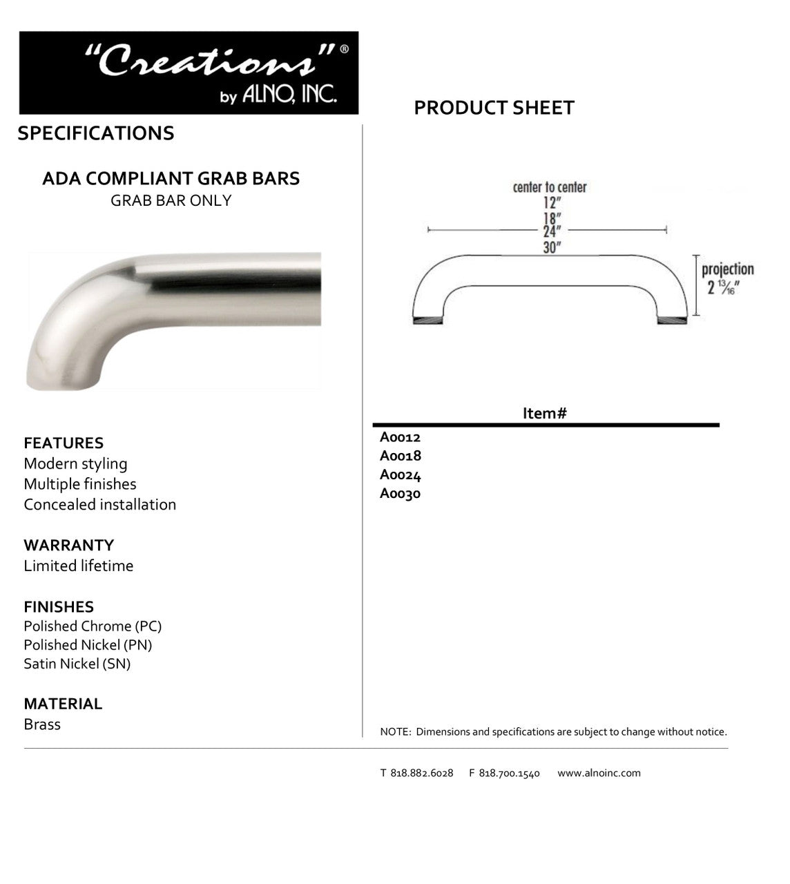 Specificaton Sheet