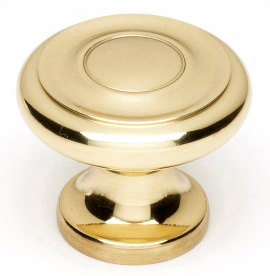 Alno A1047-PB/NL: 1" Traditional Cabinet Knob - Unlacquered Brass
