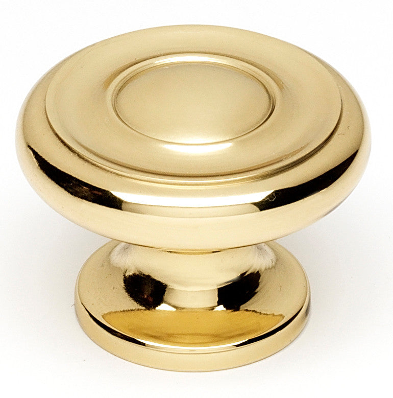 Alno A1050-PB: 1-1/2" Traditional Round Cabinet Knob - Polished Brass