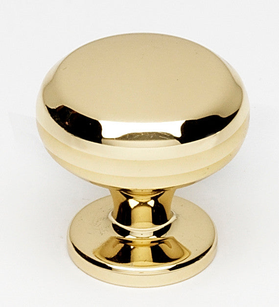 Alno A1172-PB/NL: 1" Traditional Cabinet Knob - Unlacquered Brass