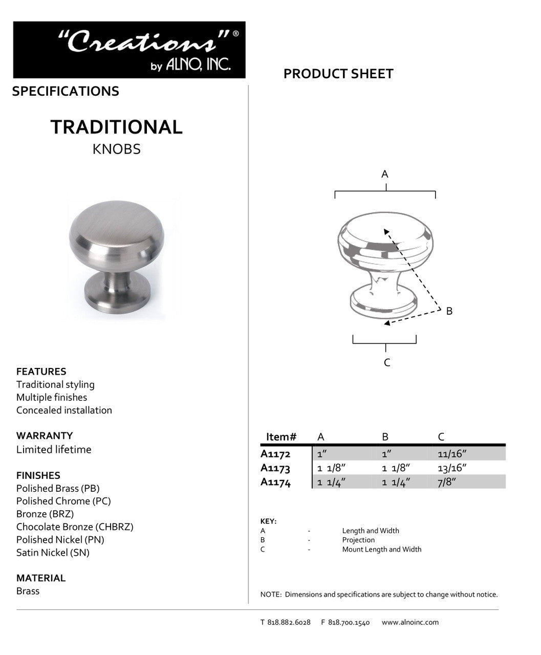 Specificaton Sheet