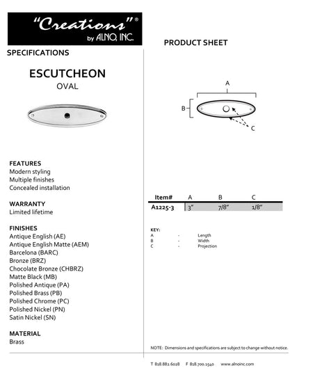 Specificaton Sheet