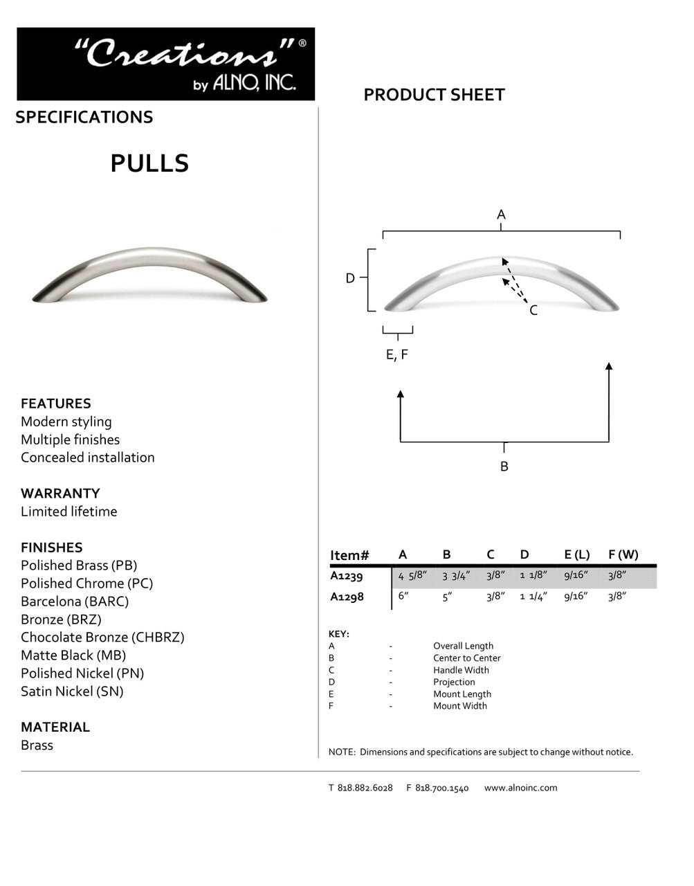 Specificaton Sheet