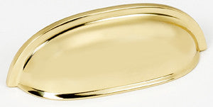 Alno A1262-PB/NL: 3" cc Contemporary Cup Cabinet Pull - Unlacquered Brass