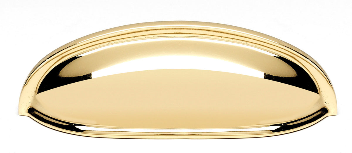 Alno A1263-PB/NL: 3" cc Contemporary Cup Cabinet Pull - Unlacquered Brass