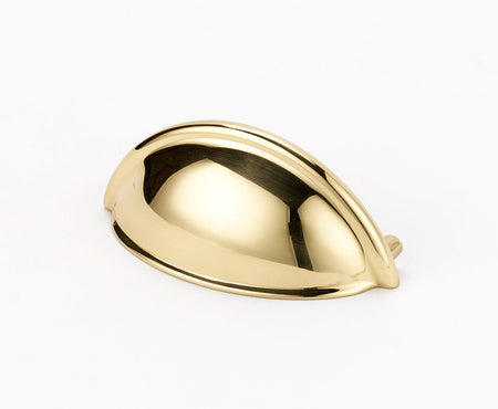 Alno A1350-PB/NL: 3" cc Contemporary Cup Cabinet Pull - Unlacquered Brass