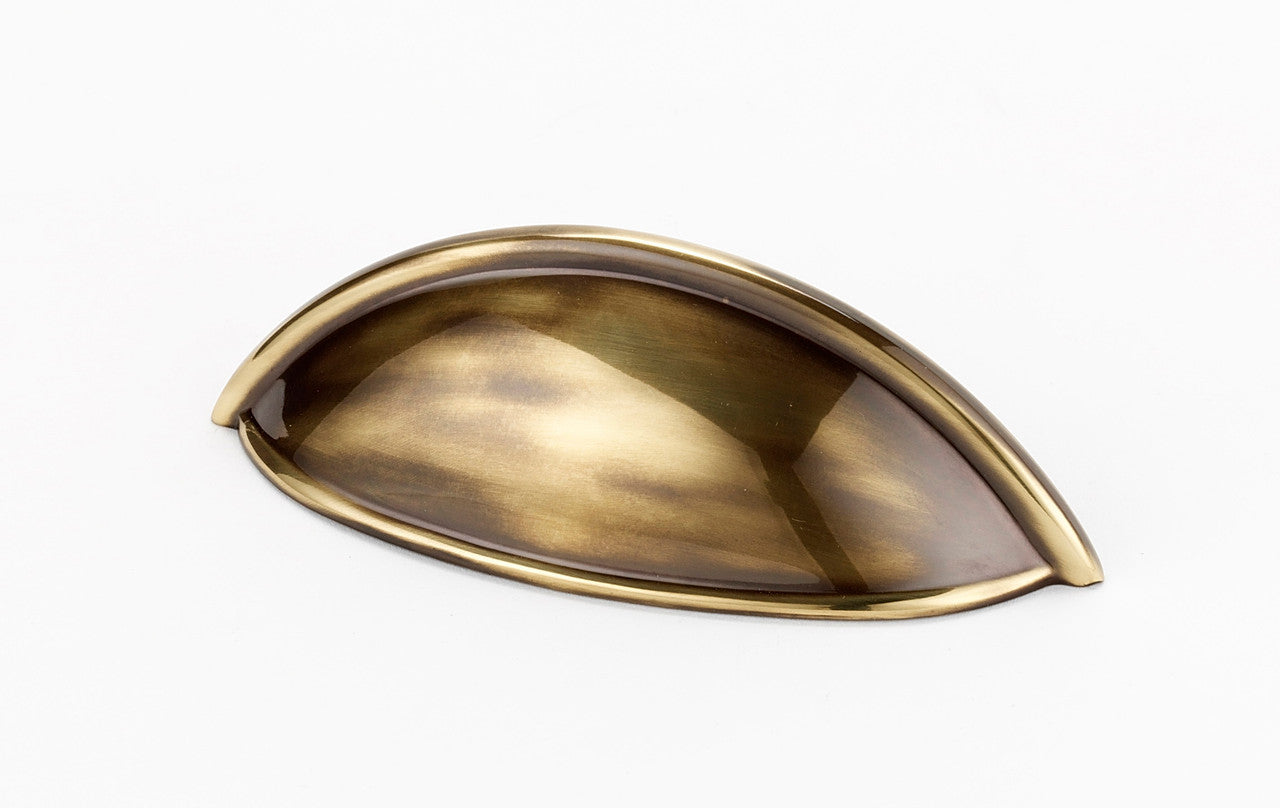 Alno A1355-PA: 3-1/2" cc Modern Cup Cabinet Pull - Polished Antique