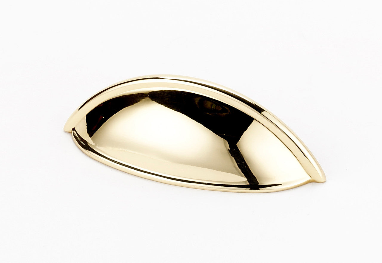 Alno A1355-PB/NL: 3-1/2" cc Contemporary Cup Cabinet Pull - Unlacquered Brass