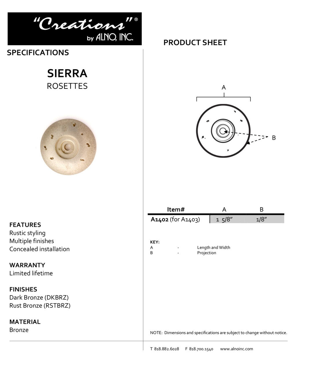 Specificaton Sheet