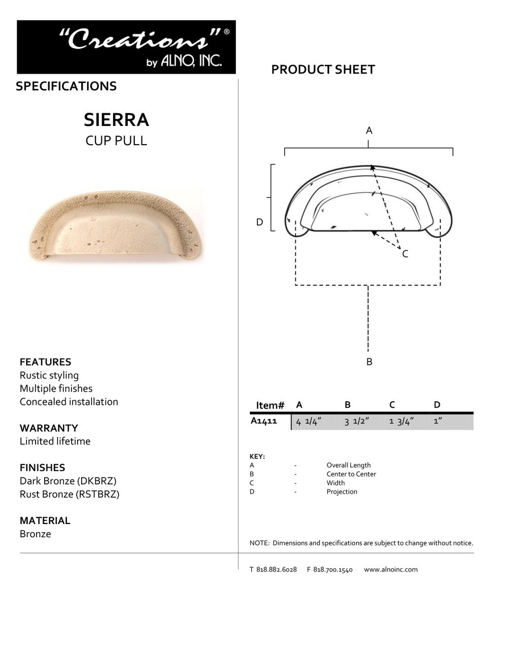 Specificaton Sheet