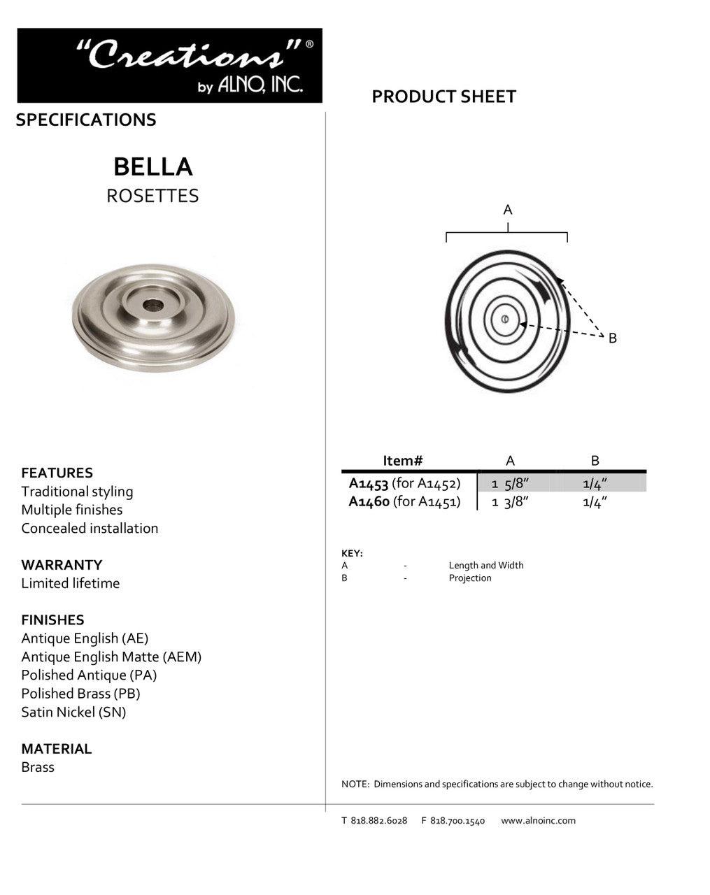 Specificaton Sheet