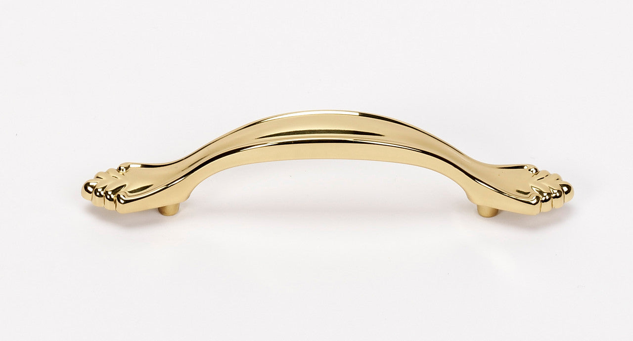 Alno A1456-35-PB/NL: 3-1/2" cc Bella Cabinet Pull - Unlacquered Brass