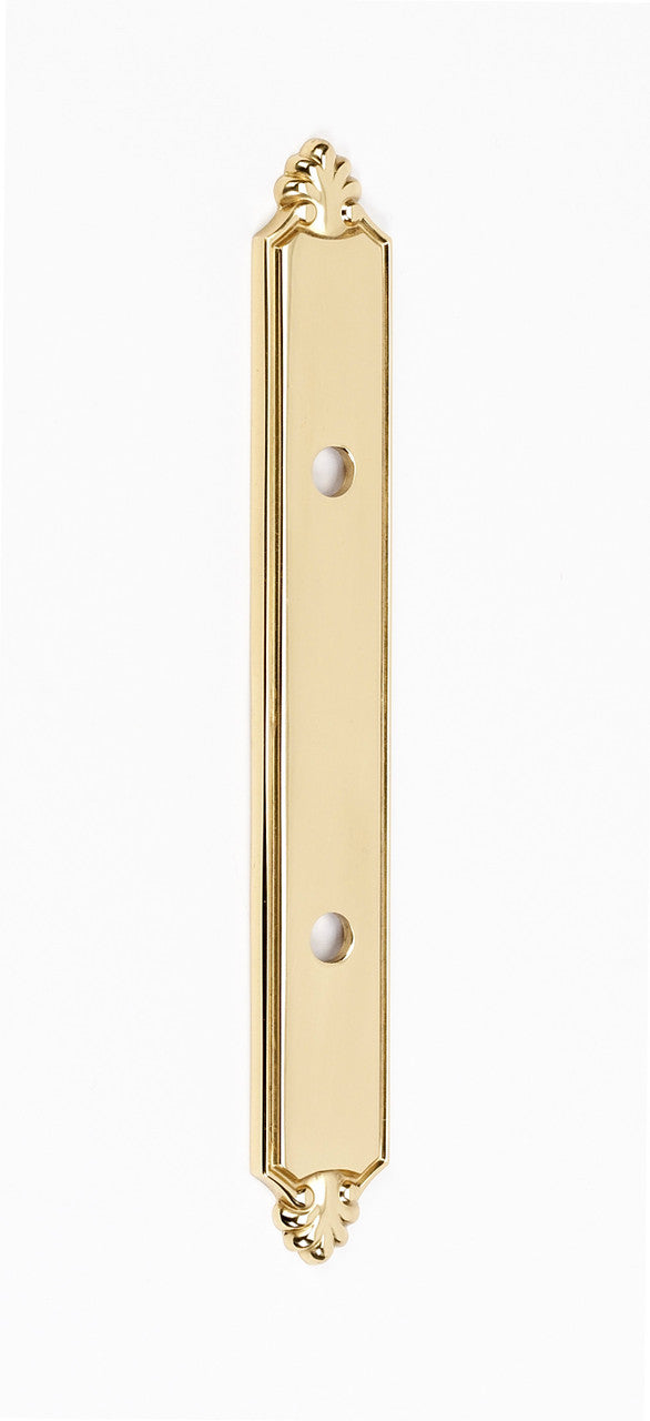 Alno A1457-3-PB/NL: 7-1/4" Bella Backplate - Unlacquered Brass