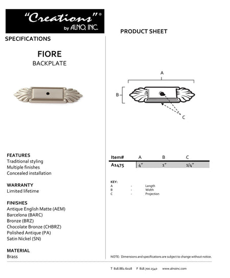 Specificaton Sheet