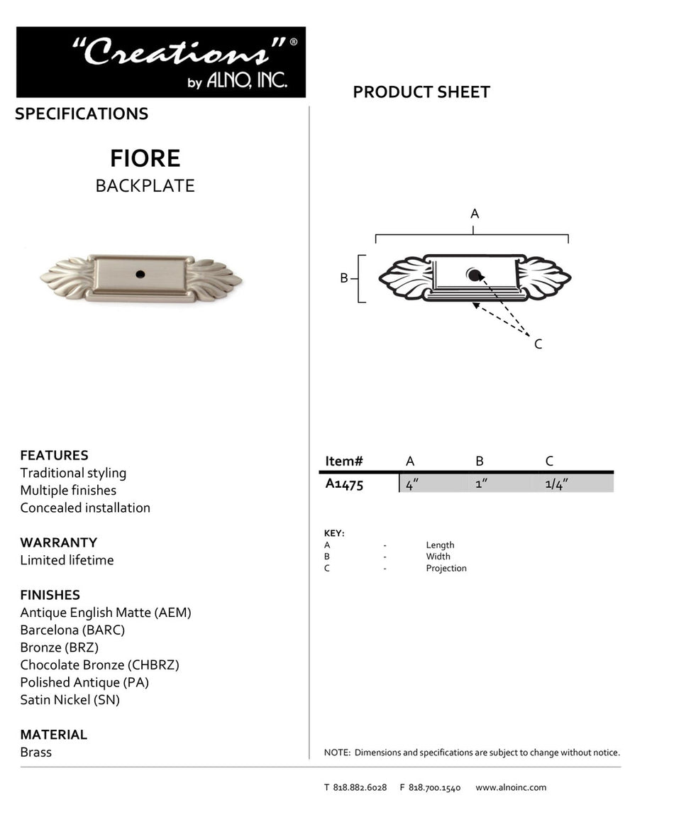 Specificaton Sheet