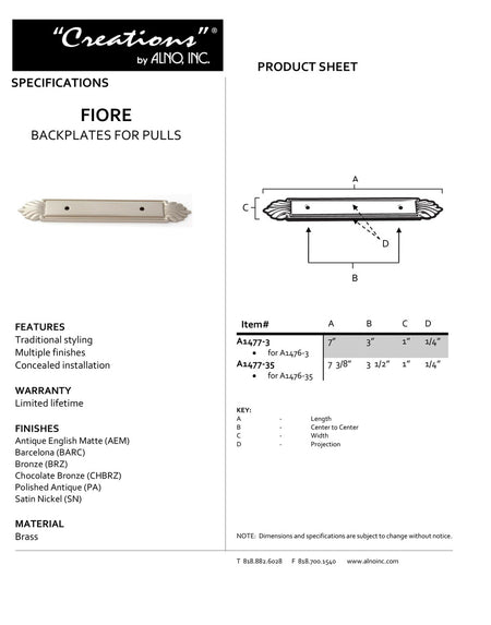 Specificaton Sheet