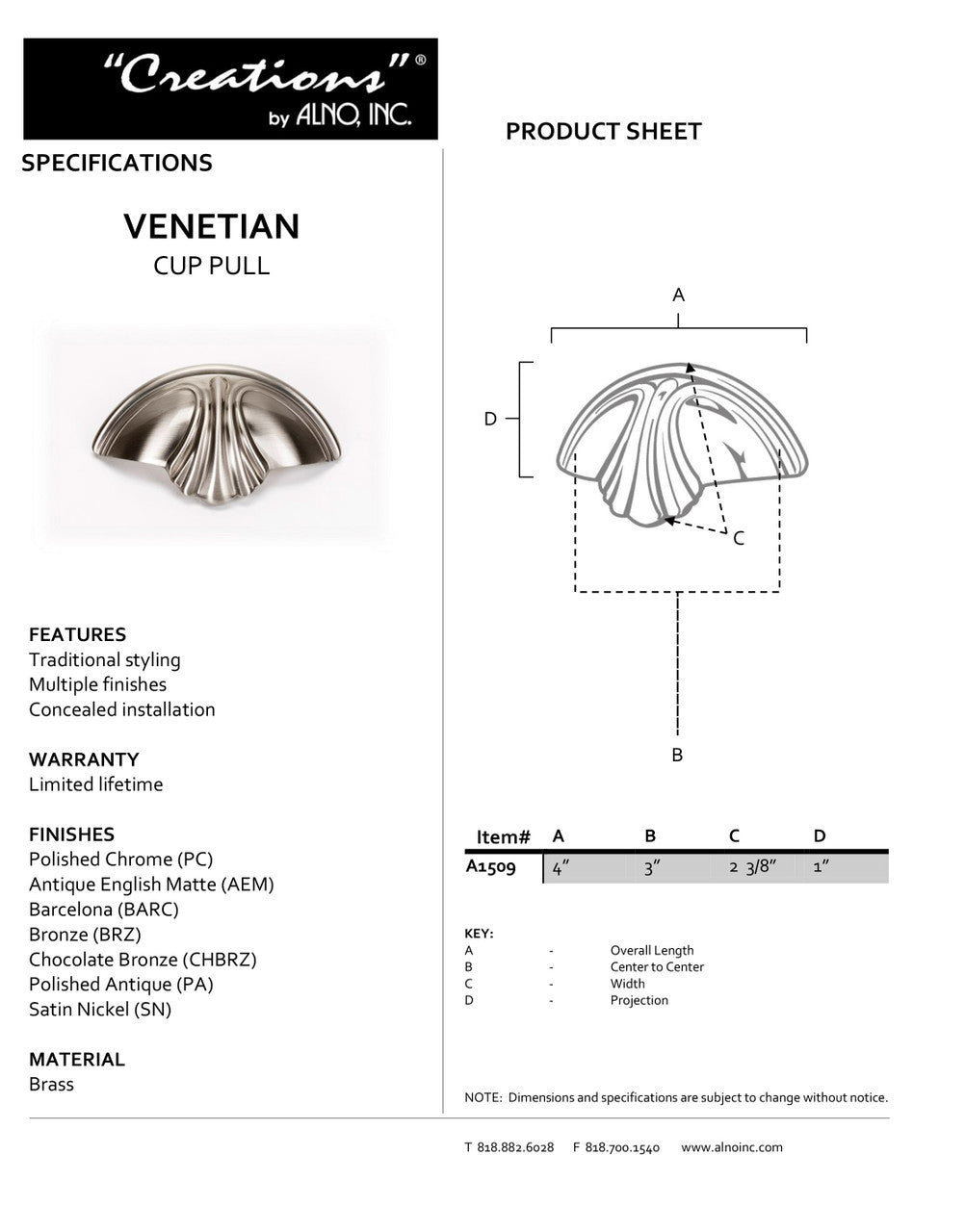 Specificaton Sheet