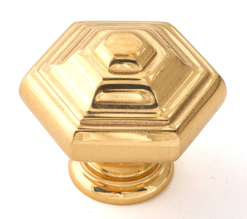 Alno A1530-PB/NL: 1-1/4" Geometric Cabinet Knob - Unlacquered Brass