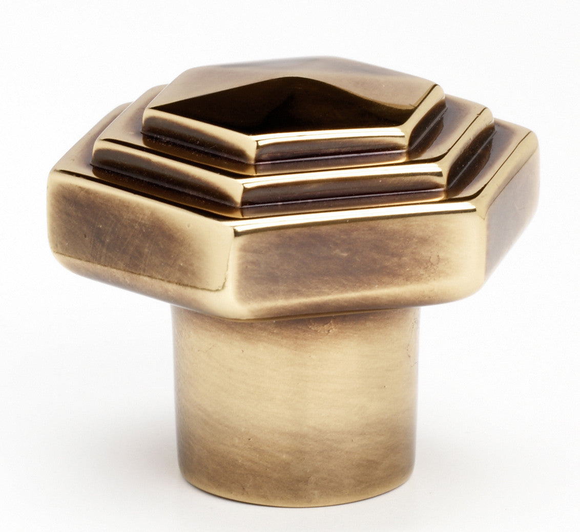 Alno A1535-PA: 1-1/4" Geometric Cabinet Knob - Polished Antique