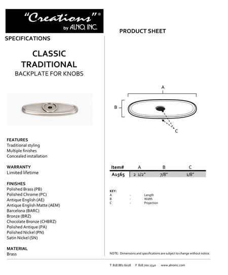 Specificaton Sheet